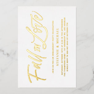 Invitation En Aluminium Tomber dans l'amour Letter Gold Engagement Party
