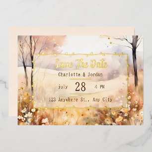 Invitation En Aluminium Tons terreux fleur rustique Automne Enregistrer la