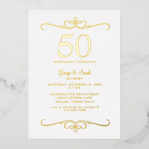 Invitation En Aluminium Toujours en amour 50e anniversaire Or
