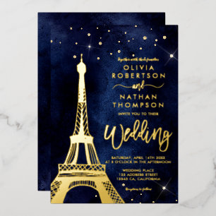 Invitation En Aluminium Tour Eiffel parties scintillant or chic mariage ét