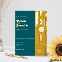 Tournesol Bleu Canard Moderne Mariage Or