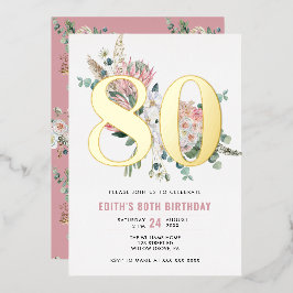 Invitation En Aluminium Tout âge Élégant moderne Dusty Rose Floral