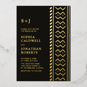 Invitation En Aluminium Tout en un Monogramme Mariage or en tissu boueux m