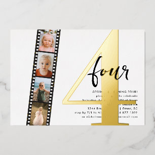 Invitation En Aluminium Toute année Simple 4 Filmstrip Photo Anniversair