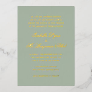 Invitation En Aluminium Traditionnel Sage Vert Formel Mariage élégant