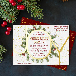 Invitation En Aluminium Trendy Joy Pine Boughs Wreath Christmas Party