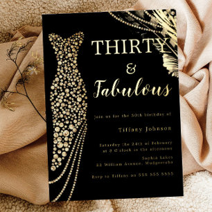 Invitation En Aluminium Trente & Fabuleux Élégante Robe en Or 30e Annivers