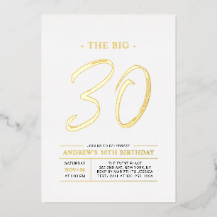 Invitation En Aluminium Trente Moderne Or Grande Fête d'anniversaire 30