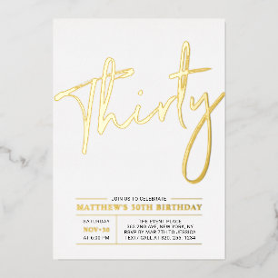 Invitation En Aluminium Trente Soirée d'or moderne 30e anniversaire