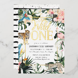 Invitation En Aluminium Tropical Chic   Anniversaire de Gold Wild One