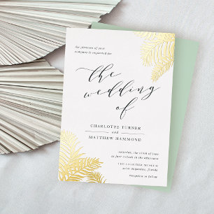 Invitation En Aluminium Tropical Foliage Mariage Gold