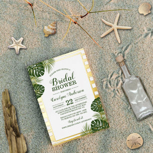 Invitation En Aluminium Tropical Green Palm Leaf Beach Mariage Réel