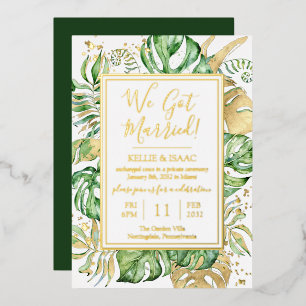 Invitation En Aluminium Tropicale Nous nous sommes mariés Mariage en fuite
