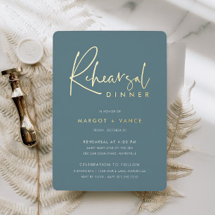 Invitation En Aluminium Turquoise Dîner de répétition minimal moderne