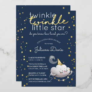 Invitation En Aluminium Twinkle Twinkle Little Star Baby shower