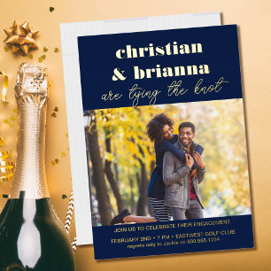 Invitation En Aluminium Tying Knot Engagement Party Photo Gold