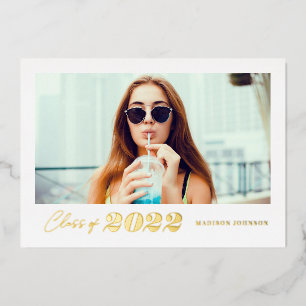 Invitation En Aluminium Type simple Bold Classe de Photo Gold 2022