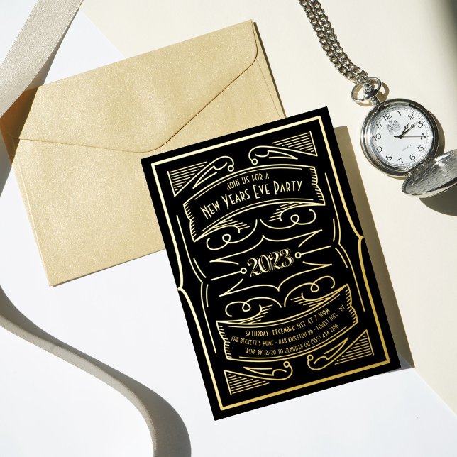 Invitation En Aluminium Typographie De Gatsby Des Années 1920 Nouvel An Ré (Créateur téléchargé)