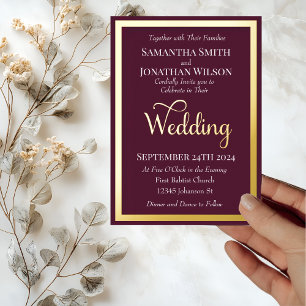 Invitation En Aluminium Typographie élégante moderne sur mariage or violet