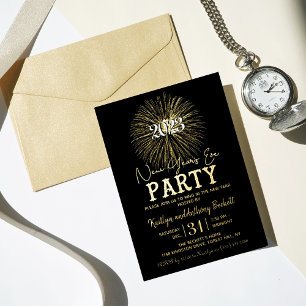 Invitation En Aluminium Typographie élégante Soirée du Nouvel An Réel