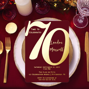 Invitation En Aluminium Typographie Minimaliste 70 70e Anniversaire