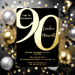 Invitation En Aluminium Typographie minimaliste 90 90ème anniversaire