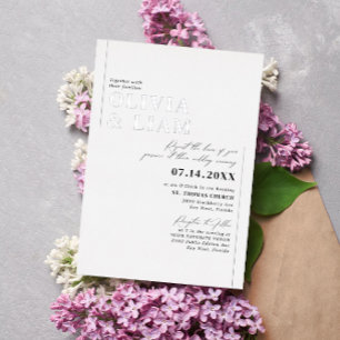 Invitation En Aluminium Typographie minimaliste moderne Mariage blanc arge