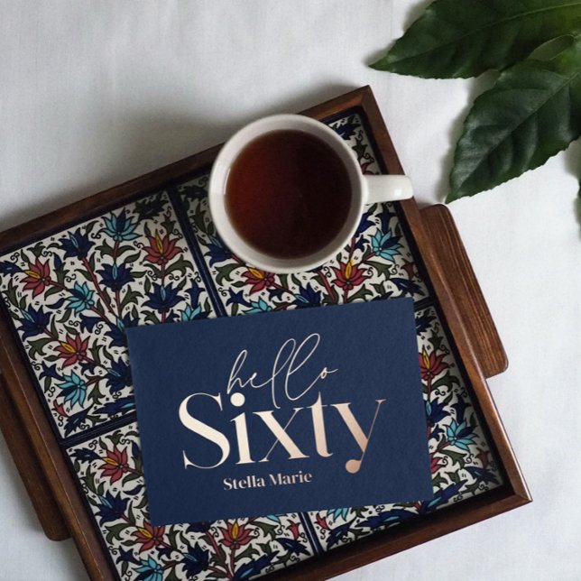 Invitation En Aluminium Typographie minimaliste moderne marine bleu 60e an (Créateur téléchargé)