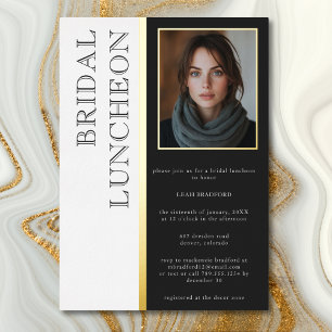 Invitation En Aluminium Typographie moderne Black White Photo Bridal Déjeu