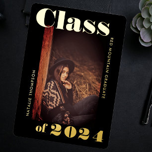 Invitation En Aluminium Typographie moderne Bold 2024 Graduation Party Bla