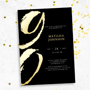 Invitation En Aluminium Typographie Moderne Élégante 90e Anniversaire