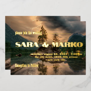 Invitation En Aluminium Typographie moderne Lac des Montagnes