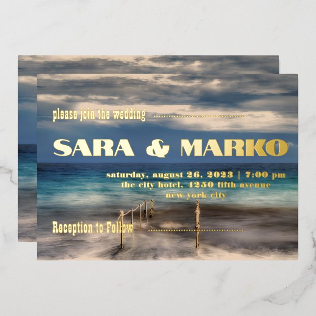 Invitation En Aluminium Typographie moderne | Mariage minimaliste (Recto/Verso)