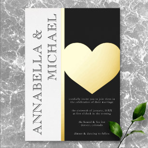 Invitation En Aluminium Typographie moderne Mariage noir blanc