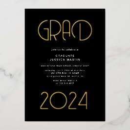 Invitation En Aluminium Typographie moderne Photo Graduation Party