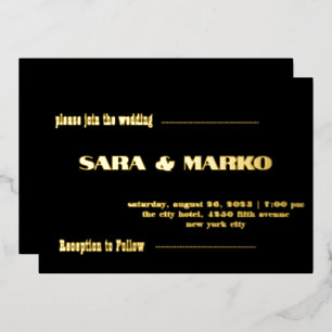 Invitation En Aluminium TypographieModerne Mariage Minimaliste