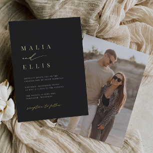 Invitation En Aluminium Ultra Minimal   Accent Calligraphie Photo Mariage