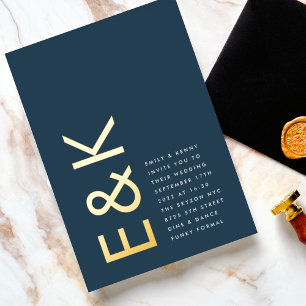 Invitation En Aluminium Ultra Moderne Monogramme en OR VÉRITABLE Mariage B