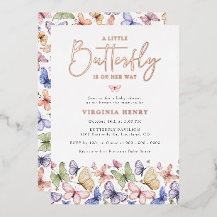 Invitation En Aluminium Un petit Baby shower papillon