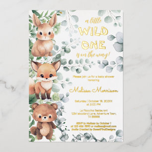 Invitation En Aluminium Un petit boisé sauvage Baby Boy Douche