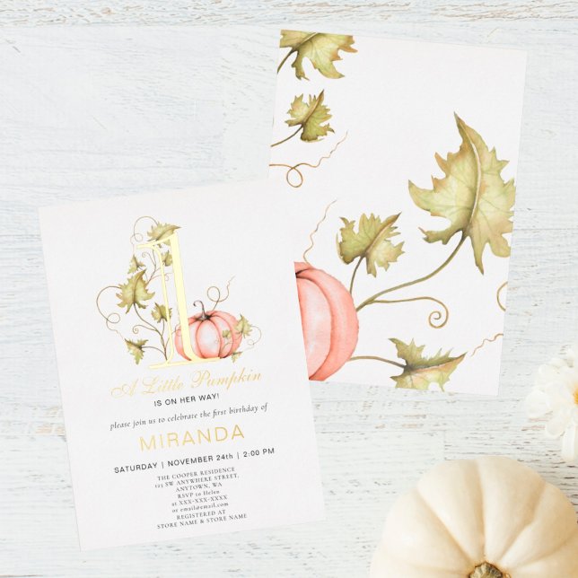 Invitation En Aluminium Un petit Citrouille 1er anniversaire (I wish you happiness))))