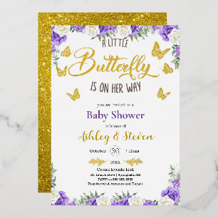 Invitation En Aluminium Un petit papillon est sur le chemin de l'or Baby s