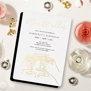 Invitation En Aluminium Une Fête d'Anniversaire Tini Bit Older White Gold