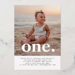 Invitation En Aluminium Une Photo Premier Anniversaire Argent
