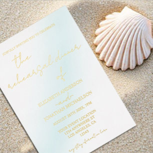 Invitation En Aluminium Vague aquarelle bleue pour dîner de répétition