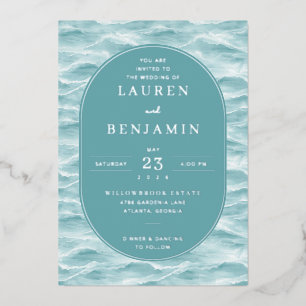 Invitation En Aluminium Vagues d'eau sarcelle sereines