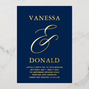 Invitation En Aluminium Vanessa Navy Blue Mariage moderne