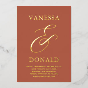 Invitation En Aluminium Vanessa Terracotta Mariage moderne Enregistrer la 