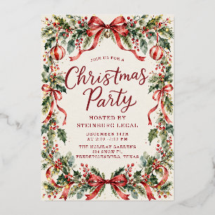 Invitation En Aluminium Végétation aquarelle festive de Noël or 