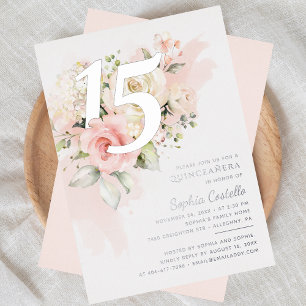 Invitation En Aluminium Végétation florale Quinceanera 15e anniversaire Ar